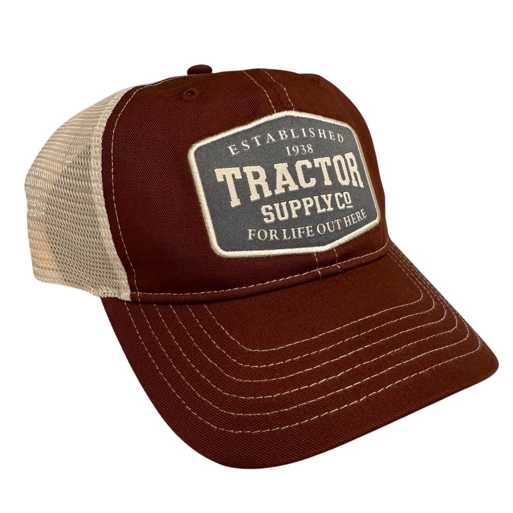 Tractor Supply Co Mens Trucker Hat Brown Mesh Back Logo Patch OSFM